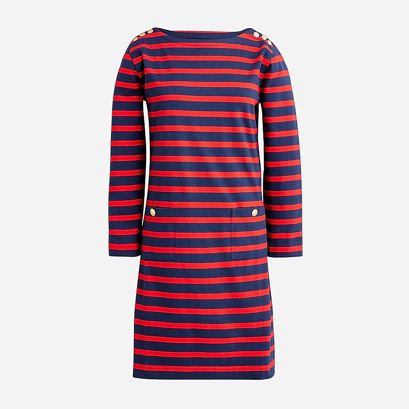 J.Crew Mariner cloth shirtdress with gold buttons Carter Stripe Evening R Factory Promo | 68OFNWUXA