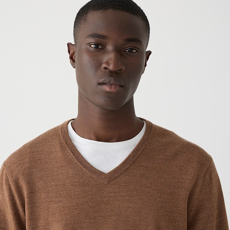 J.Crew Merino wool V-neck sweater Hthr Chestnut Outlet | 92MONJDFG