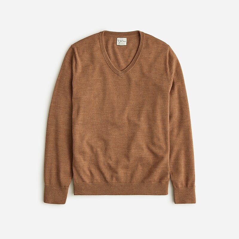 J.Crew Merino wool V-neck sweater Hthr Chestnut Outlet | 92MONJDFG