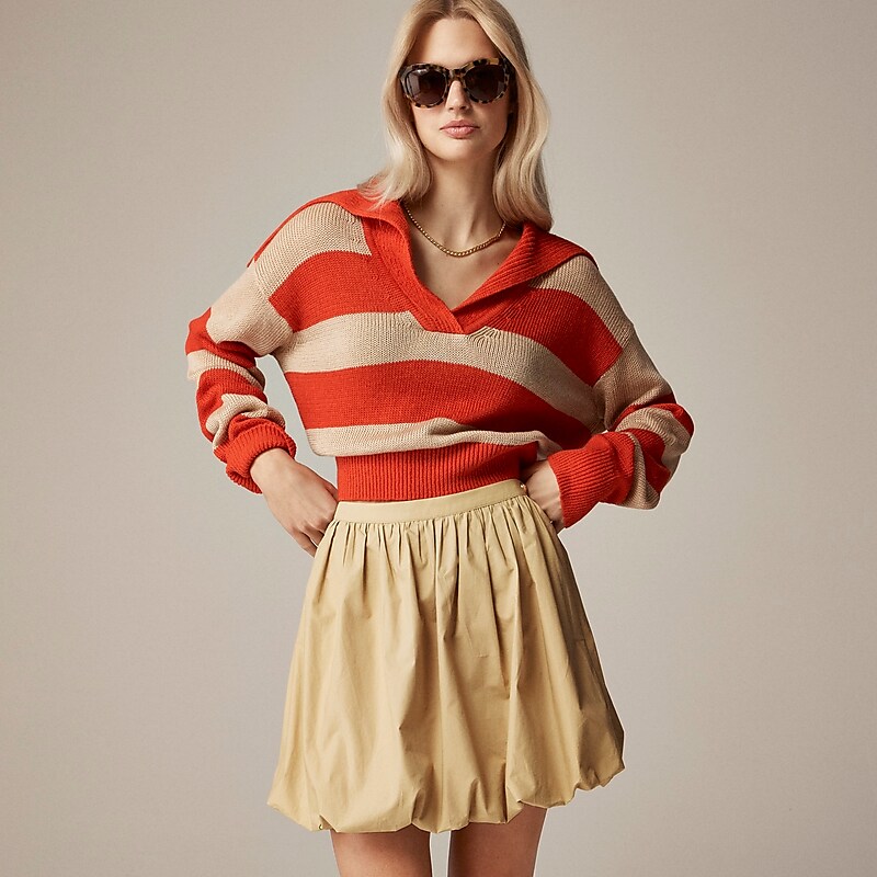J.Crew Mini bubble-hem skirt in cotton poplin Coastal Khaki Factory Outlet | 54UQGNZFI