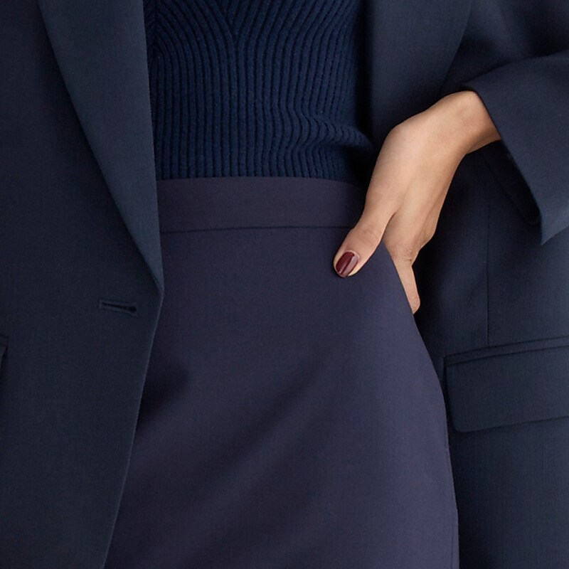 J.Crew No. 2 Pencil® skirt in Italian stretch wool Navy Outlet Online | 78WYVBOSD