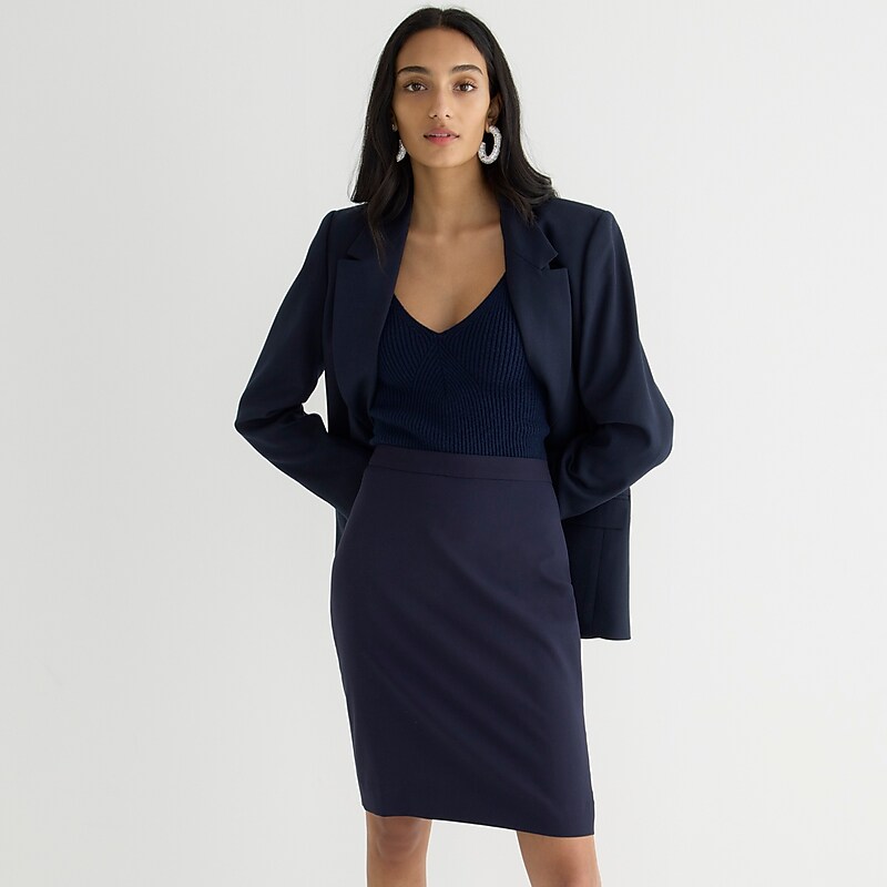 J.Crew No. 2 Pencil® skirt in Italian stretch wool Navy Outlet Online | 78WYVBOSD