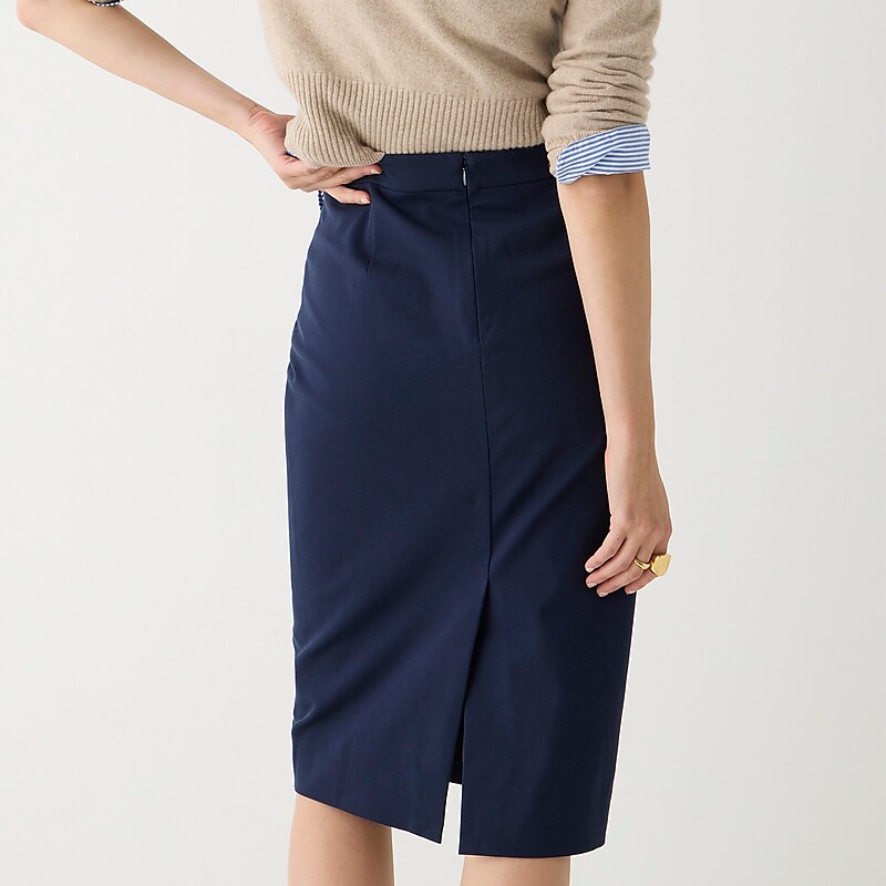 J.Crew No. 3 Pencil skirt in bi-stretch cotton blend Navy Clearance | 46TSJXAKG