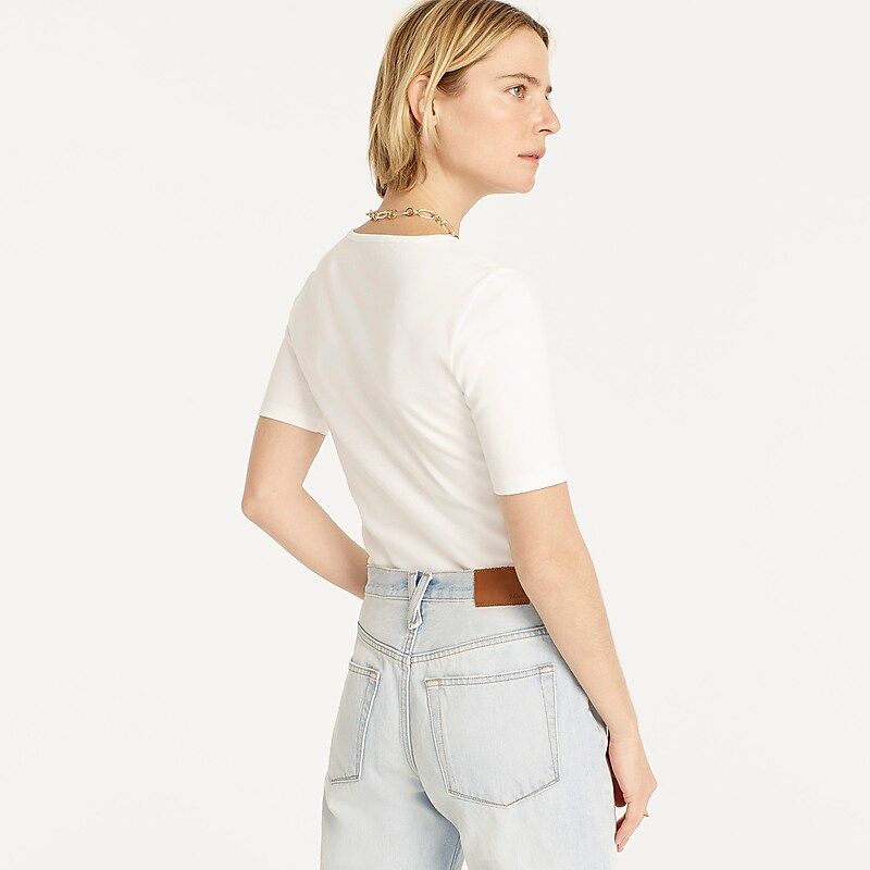 J.Crew Perfect-fit elbow-sleeve T-shirt White Outlet | 98TMLIAED