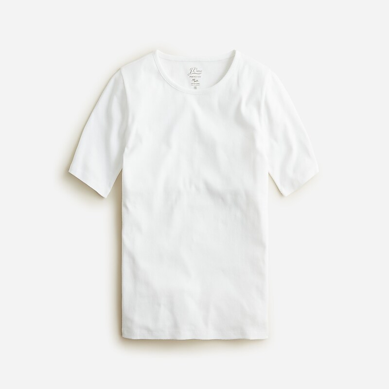 J.Crew Perfect-fit elbow-sleeve T-shirt White Outlet | 98TMLIAED