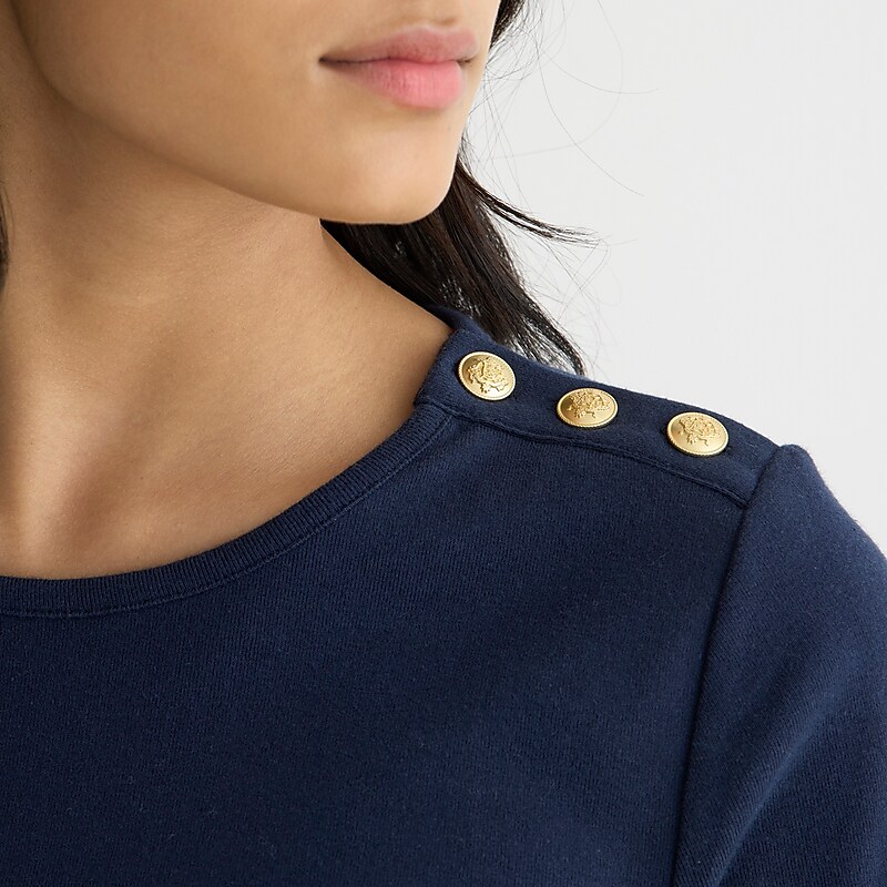 J.Crew Perfect-fit elbow-sleeve T-shirt with gold buttons Navy Outlet Online | 76ZJFIMTP