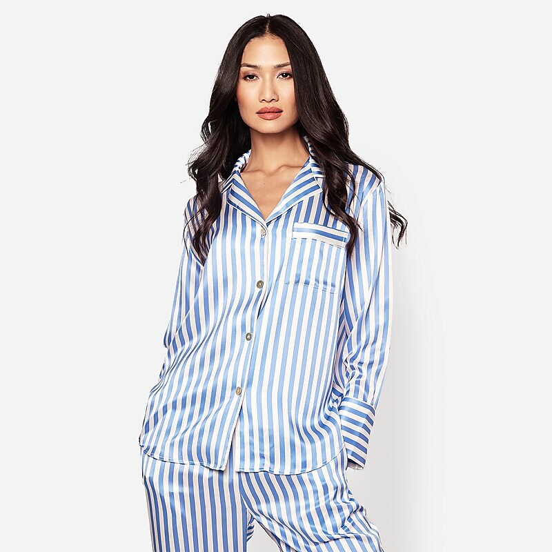 J.Crew Petite Plume™ pajama set in mulberry silk Blue Factory Promo | 60NDEGYWM