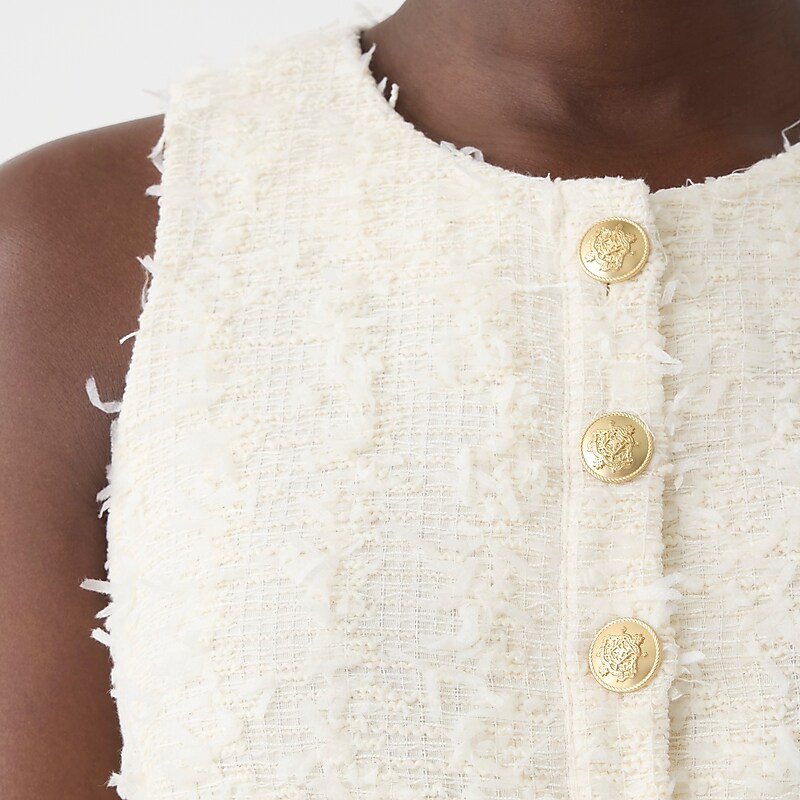 J.Crew Pleated mini dress in textured tweed Ivory Online | 04ORJXAIL