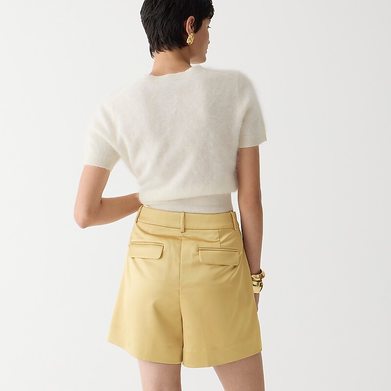 J.Crew Pleated suit short in tailored satin Golden Desert Sale | 23CFSTIUB