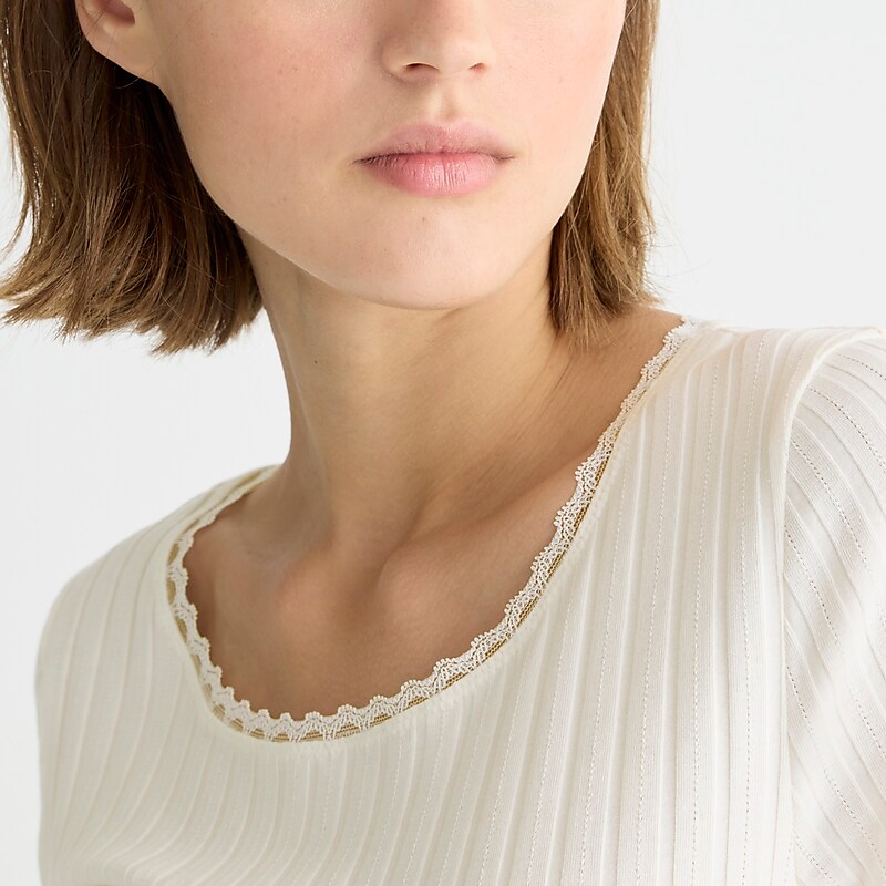 J.Crew Pointelle short-sleeve T-shirt Ivory Outlet Online | 78BCDPGEM