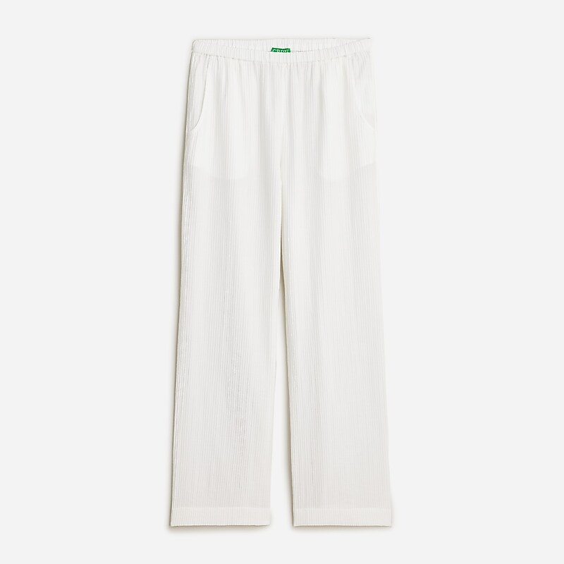 J.Crew Relaxed beach pant in striped airy gauze White Factory Outlet | 53XSJYWTI