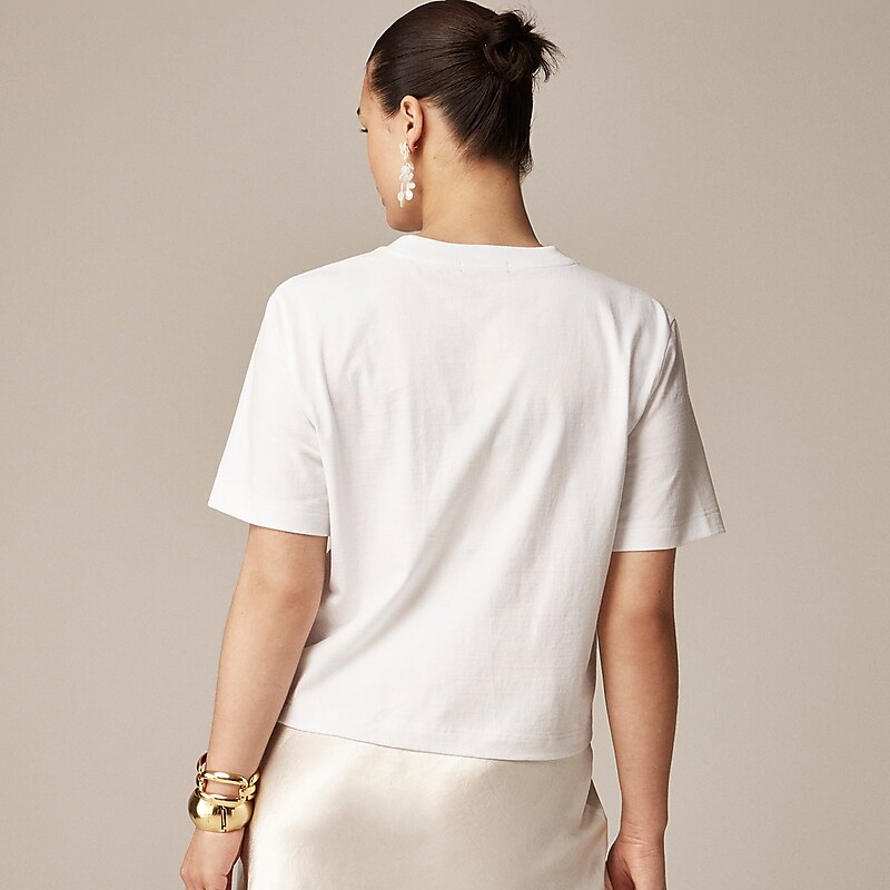 J.Crew Relaxed premium-weight cropped T-shirt White Clearance | 39GJVDNTB