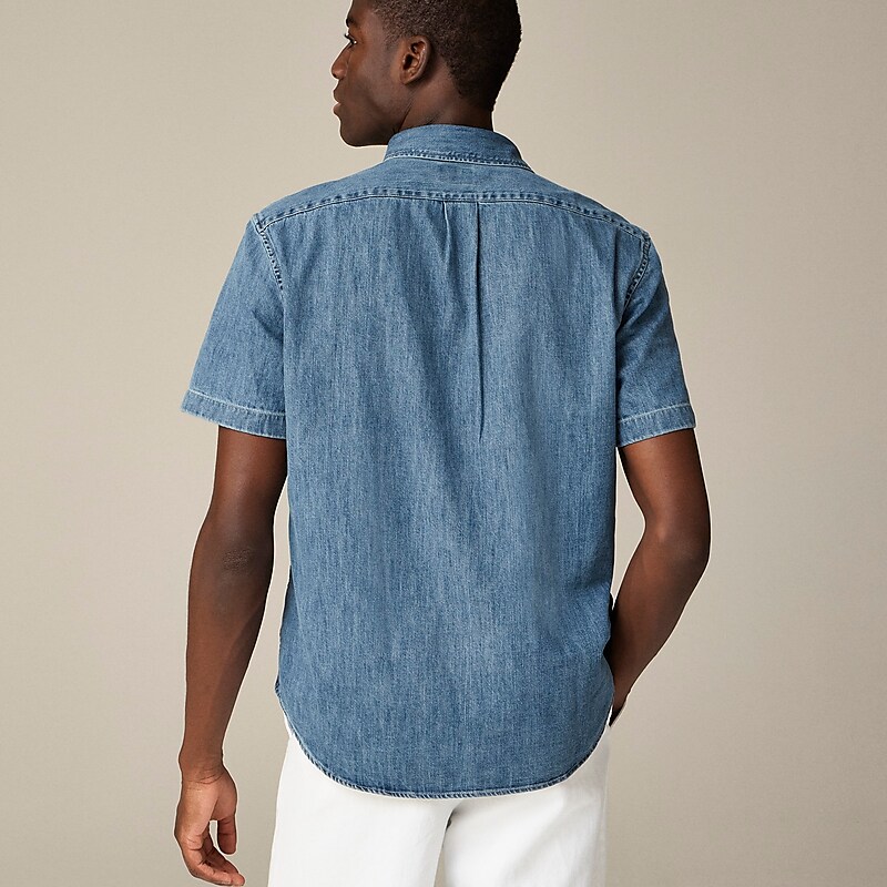 J.Crew Relaxed short-sleeve midweight denim shirt Lake Wash Denim Outlet | 90XQNMEFW
