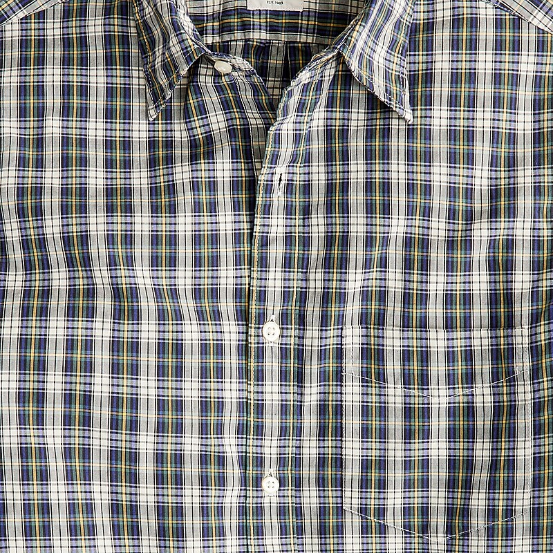 J.Crew Relaxed short-sleeve midweight denim shirt Arthur Plaid Navy Whit Clearance | 43FQRHYTK