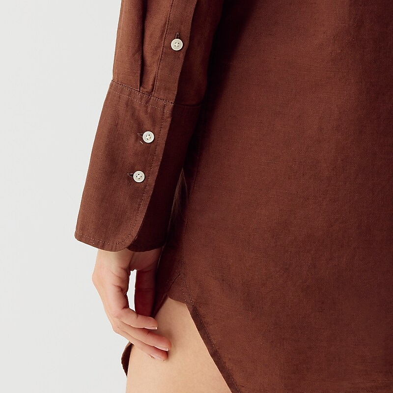 J.Crew Relaxed-fit beach shirt linen-cotton blend Roasted Cocoa USA | 14OEVXPSF