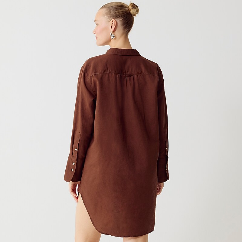 J.Crew Relaxed-fit beach shirt linen-cotton blend Roasted Cocoa USA | 14OEVXPSF