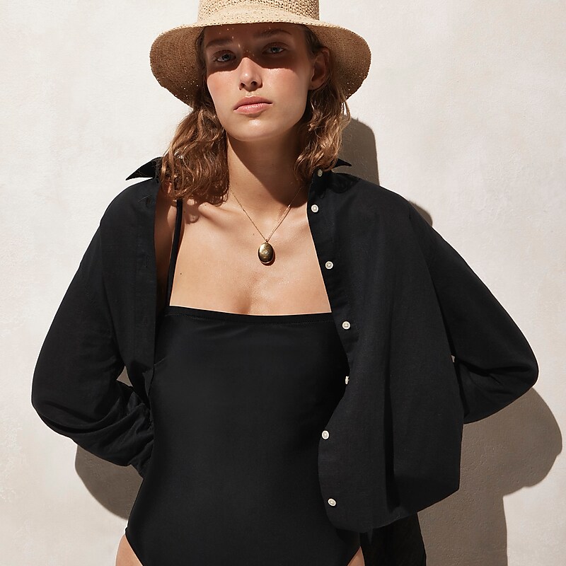 J.Crew Relaxed-fit beach shirt linen-cotton blend Black Online | 01UFZOPYS