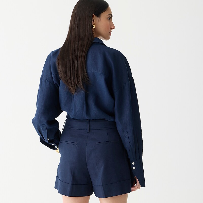 J.Crew Remi short in stretch linen blend Navy Outlet Online | 72RQDOPIZ