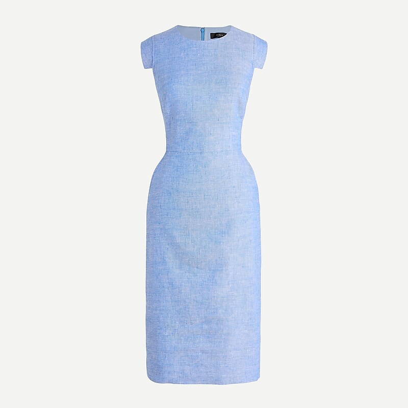 J.Crew Resume dress in stretch linen blend Bright Atlantic White Clearance | 34HALTYWX