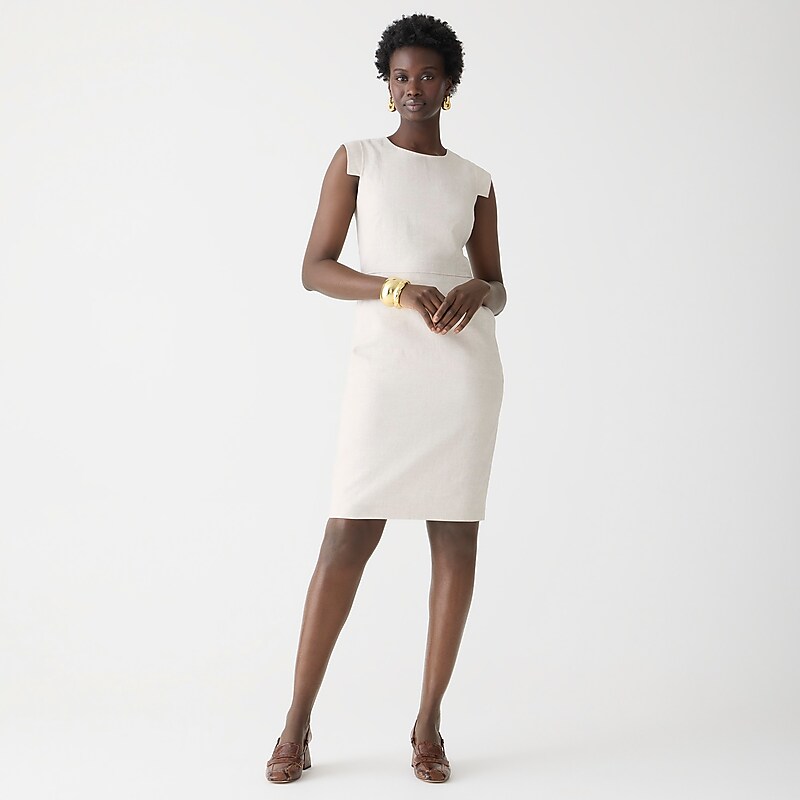 J.Crew Resume dress in stretch linen blend Flax Ivory USA | 10ZJOQASF