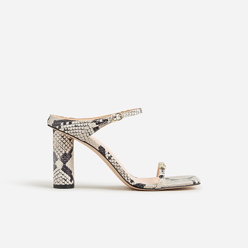 J.Crew Rounded-heel sandals in snake-embossed leather Natural Online | 82WADSGFU