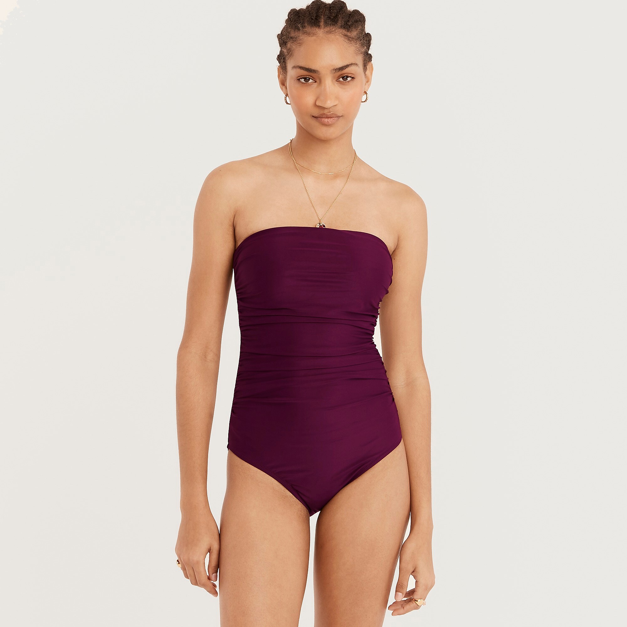 J.Crew Ruched bandeau one-piece swimsuit Iris Outlet Online | 72LRQWSKA