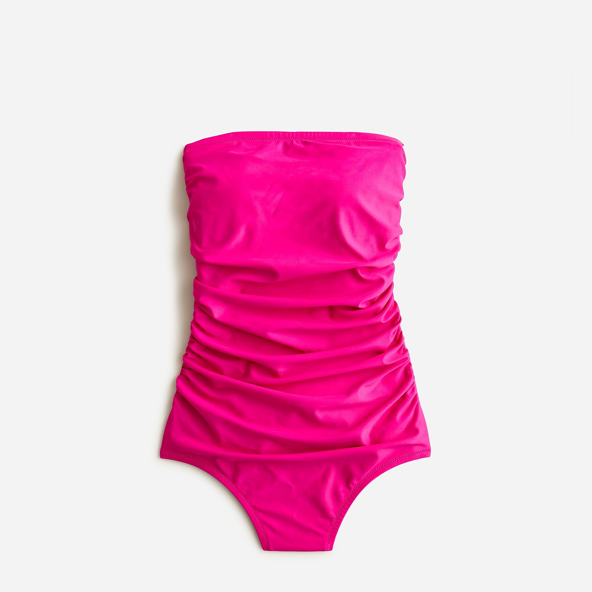 J.Crew Ruched bandeau one-piece swimsuit Radiant Fuchsia Outlet | 94LIFNSZO