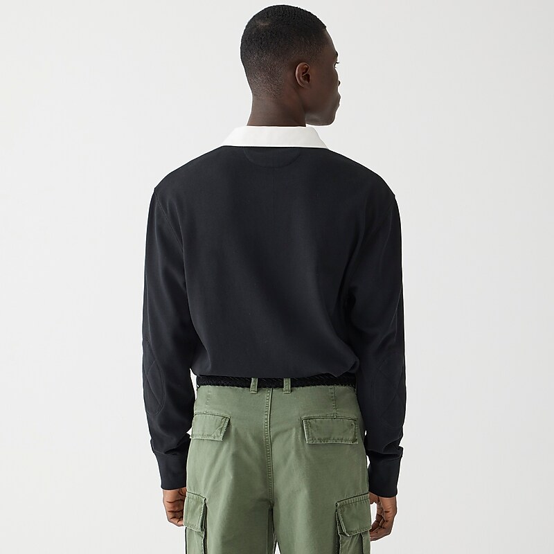 J.Crew Rugby shirt in solid Black Ivory Collar Comb Clearance | 37GBWUNSV