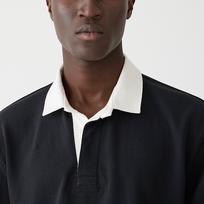 J.Crew Rugby shirt in solid Black Ivory Collar Comb Clearance | 37GBWUNSV