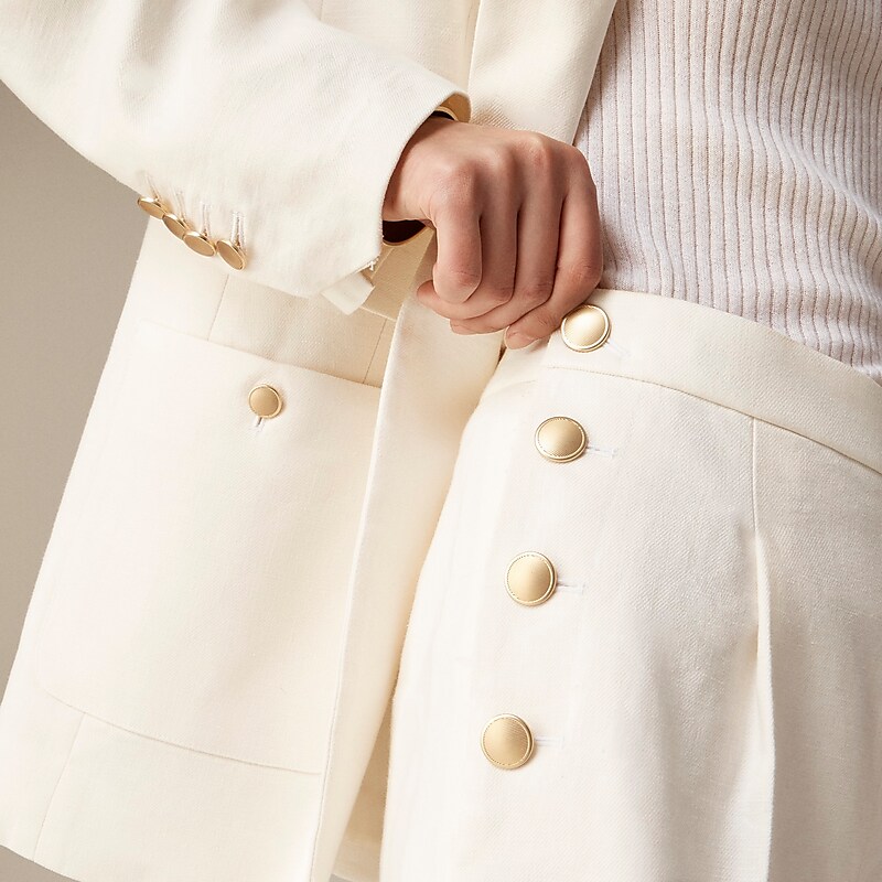 J.Crew Sailor pleated short in stretch linen blend Ivory Clearance | 31DBEWSKV