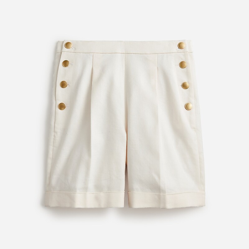 J.Crew Sailor pleated short in stretch linen blend Ivory Clearance | 31DBEWSKV