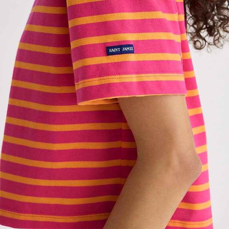 J.Crew Saint James® X J.Crew cropped boatneck T-shirt Fuschia Sunset Factory Promo | 61TOAECNZ