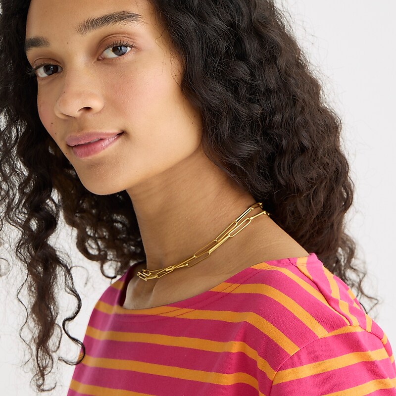 J.Crew Saint James® X J.Crew cropped boatneck T-shirt Fuschia Sunset Factory Promo | 61TOAECNZ