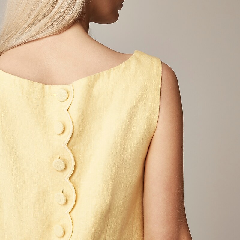 J.Crew Scalloped-trim shift dress in linen Fresh Lemon USA | 12DYUPLTM