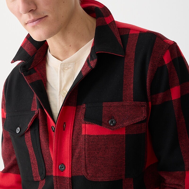 J.Crew Seaboard soft-knit shirt May Plaid Red Black Online | 02BUMWRKJ