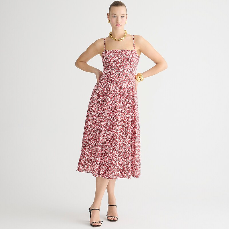 J.Crew Seamed flare midi dress in Liberty® Eliza\'s Red fabric Elizas Red Online | 03XZMIPGR