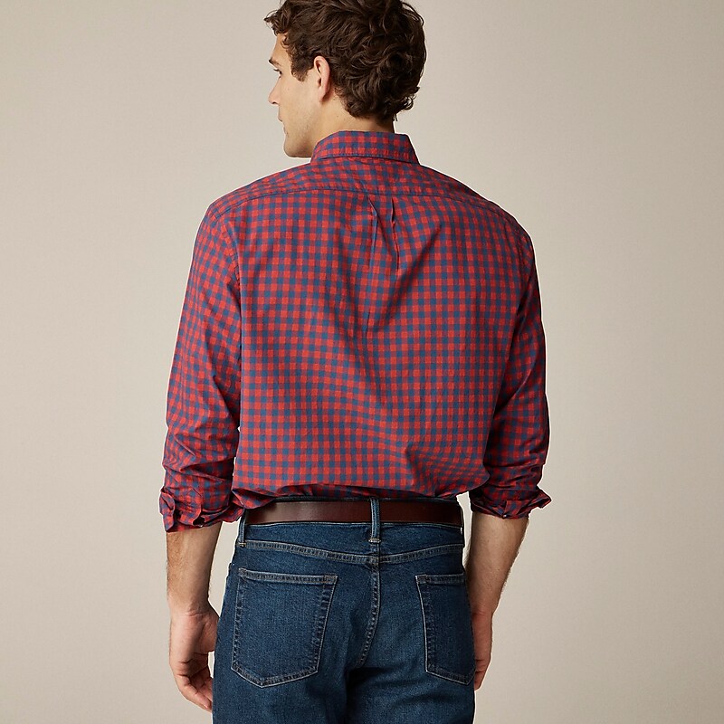 J.Crew Secret Wash cotton poplin shirt Bleecker Gingham Navy R Online | 02GNSMVLU