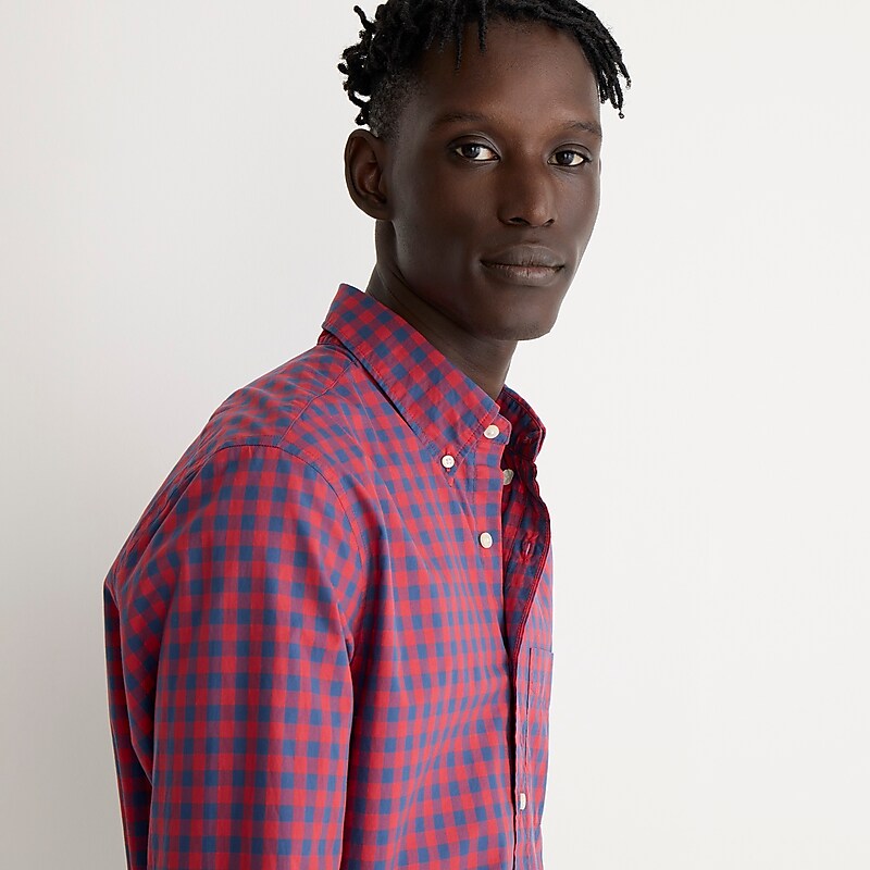 J.Crew Secret Wash cotton poplin shirt Bleecker Gingham Navy R Sale | 26UXSOJAK