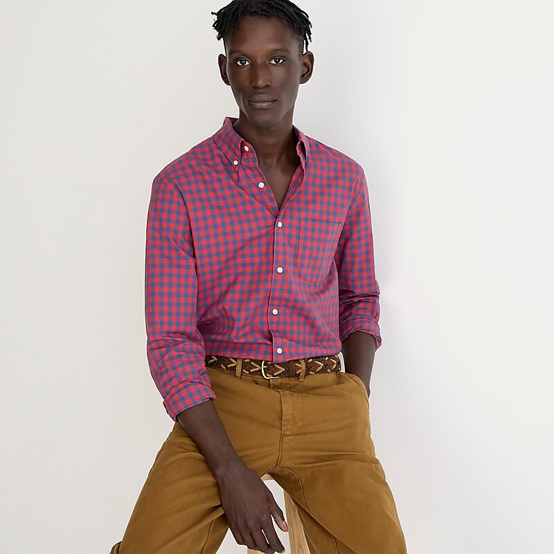 J.Crew Secret Wash cotton poplin shirt Bleecker Gingham Navy R Sale | 26UXSOJAK