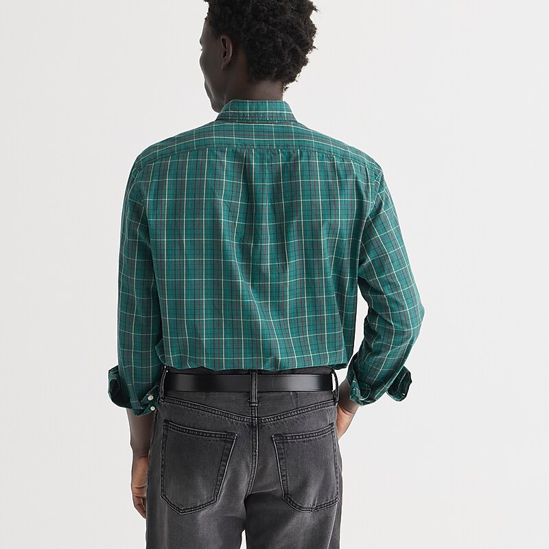 J.Crew Secret Wash cotton poplin shirt Cole Tattersall Pine Mu Clearance | 32ONCZPGE