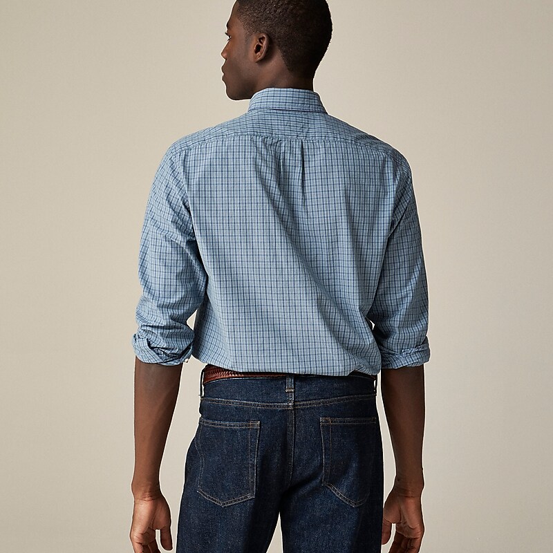 J.Crew Secret Wash cotton poplin shirt Edmond Blue Green Online | 85JVACEGR