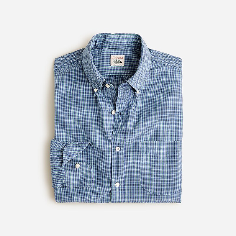 J.Crew Secret Wash cotton poplin shirt Edmond Blue Green Online | 85JVACEGR