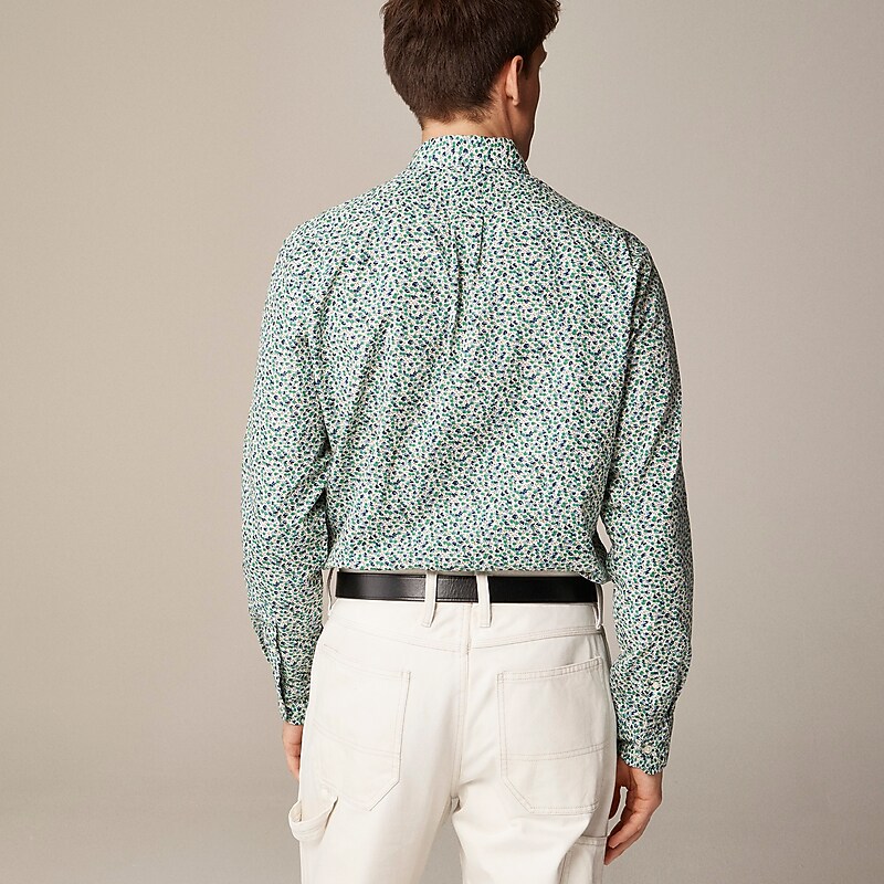 J.Crew Secret Wash cotton poplin shirt Ellis Ditsy Ivory Green Sale | 20DIFMZEG