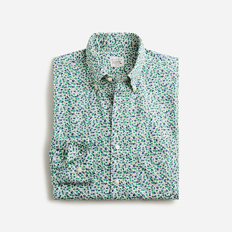 J.Crew Secret Wash cotton poplin shirt Ellis Ditsy Ivory Green Sale | 20DIFMZEG