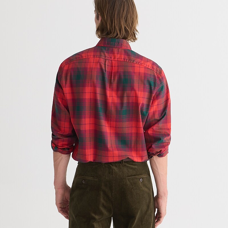 J.Crew Secret Wash cotton poplin shirt Louie Plaid Red Dk Gree Outlet Online | 70PEWQYLI