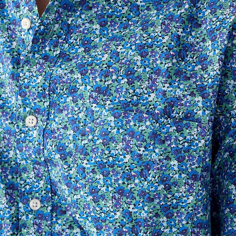 J.Crew Secret Wash cotton poplin shirt Meadow Floral Blues Clearance | 38WSQLUBF