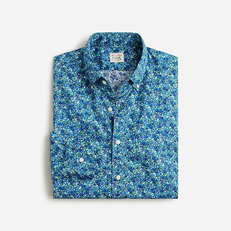 J.Crew Secret Wash cotton poplin shirt Meadow Floral Blues Clearance | 38WSQLUBF