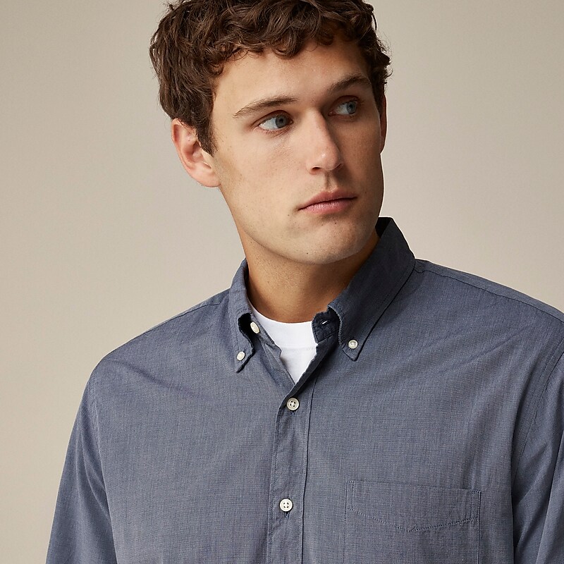 J.Crew Secret Wash cotton poplin shirt Montclair Navy Clearance | 36FKNZILR