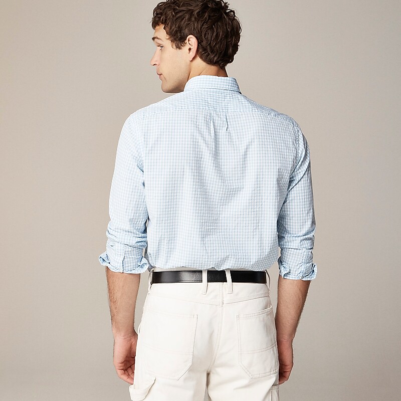 J.Crew Secret Wash cotton poplin shirt Quincy Light Blue White Sale | 23XNODMGI