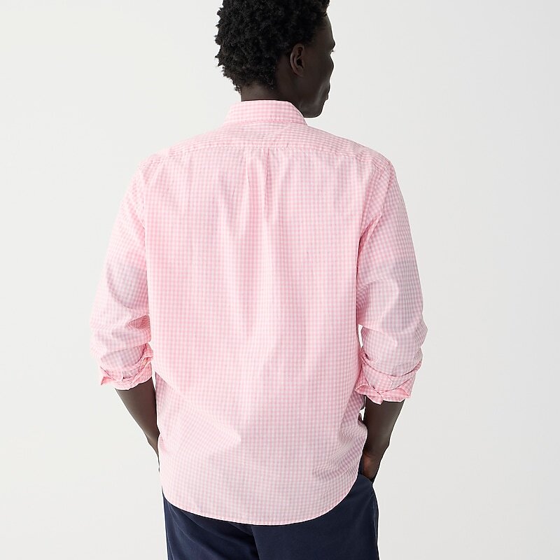 J.Crew Secret Wash cotton poplin shirt Quincy Pink White Online | 87RAKVMPL